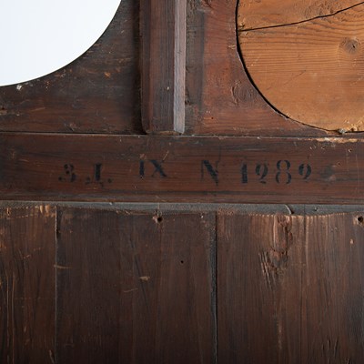 Lot Imperial Russian Brass-Inlaid Mahogany and Verre Églomise Cheval Mirror