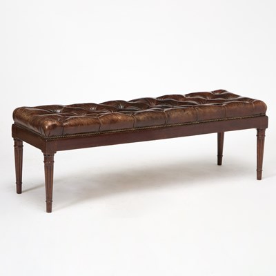 Lot 647 - Regency Style Leather Upholstered Mahogany Bench
