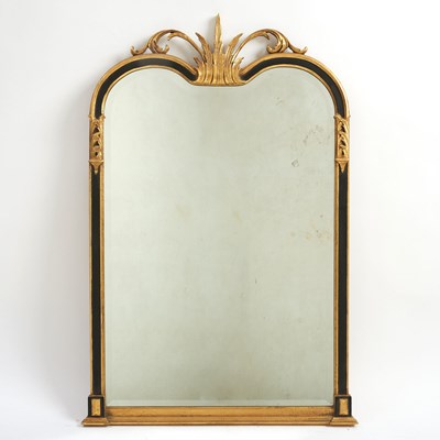 Lot 112 - Queen Anne Style Parcel Gilt and Ebonized Mirror