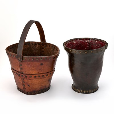 Lot 707 - Two English Leather Bucket