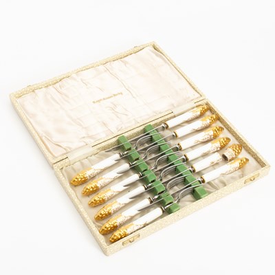 Lot 382 - Royal Crown Derby Fruit Forks & Knives Set