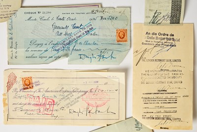 Lot A group of checks signed by Douglas Fairbanks, Sr.