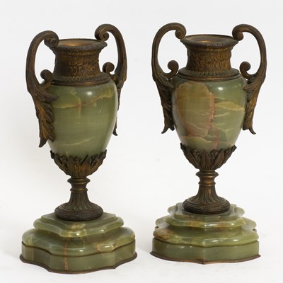 Lot 386 - Pair of Marble and Bronze Urns