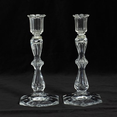 Lot 390 - Pair of Glass Candleholders