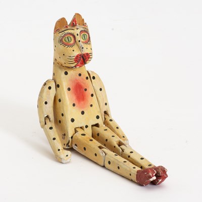 Lot 391 - Hand Painted Folk Art Cat Puppet