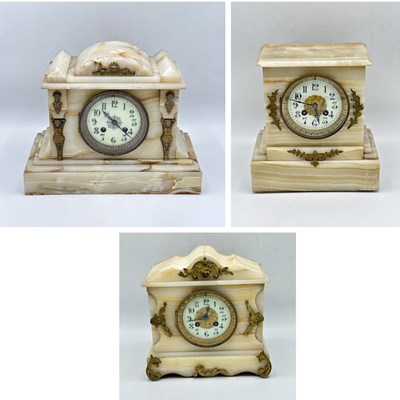Lot 1164 - Three Onyx Mantel Clocks