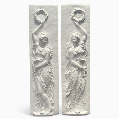Lot 1178 - Two Caproni-type Cast Plaster Panels of Classically Dressed Dancers