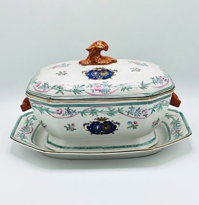 Lot 1198 - Chinese Export Porcelain Armorial Tureen on Stand