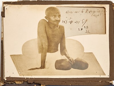 Lot 52 - An early photograph of Gandhi with his signature inset