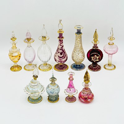 Lot 1165 - Ten Venetian Blown Glass Parcel Gilt Perfumes