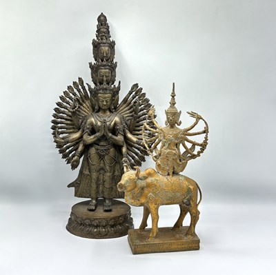 Lot 1108 - Bronze Figure of a Deity and Bronze Figure of Shiva Riding Nandi