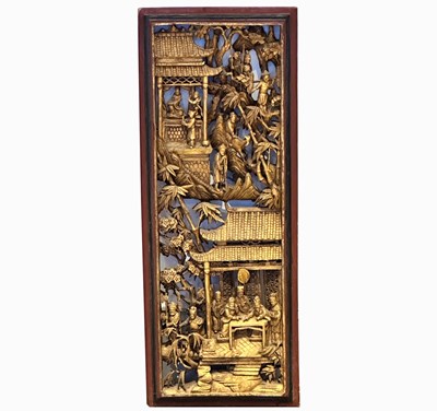 Lot 1073 - Carved Pierced and Parcel Gilt-Wood Panel