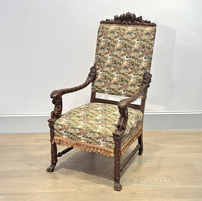 Lot 1143 - Baroque Style Walnut Armchair