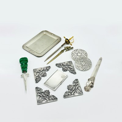 Lot 1234 - Group of Sterling Silver and Silver Plated Desk Items