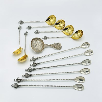 Lot 1231 - Two Sets of Six Continental 800 Silver Spoons