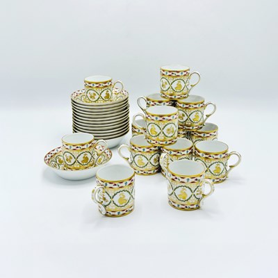 Lot 1204 - Set of Fourteen Ancienne Manufacture Royale Limoges "Dauphin" Pattern Porcelain Teacups and Saucers
