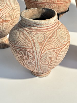 Lot 1087 - Five Thai Ban Chiang Bichrome Pottery Vessels