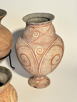 Lot 1087 - Five Thai Ban Chiang Bichrome Pottery Vessels