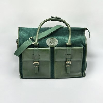 Lot 1280 - Green Suede and Leather Versace Weekender Bag