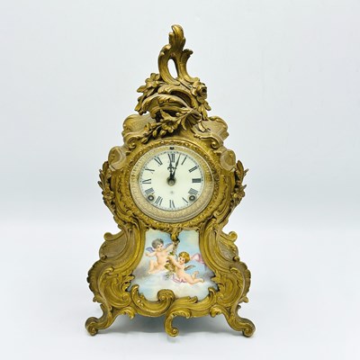 Lot 1140 - Ansonia Clock Co. Louis XV Style Bronze and Enameled Porcelain Mantel Clock