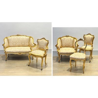 Lot 1187 - Five-Piece Louis XVI Style Giltwood Salon Suite