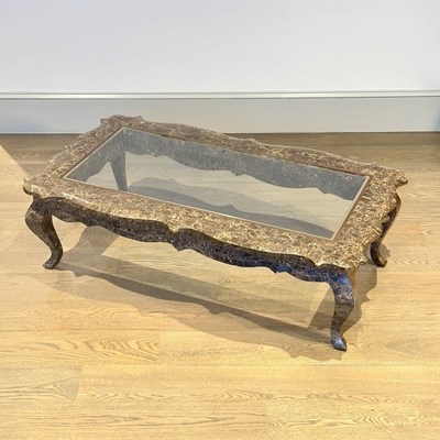 Lot 1169 - Brass-inlaid Marble Low Table