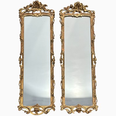 Lot 1175 - Pair of Rococo Style Giltwood Mirrors