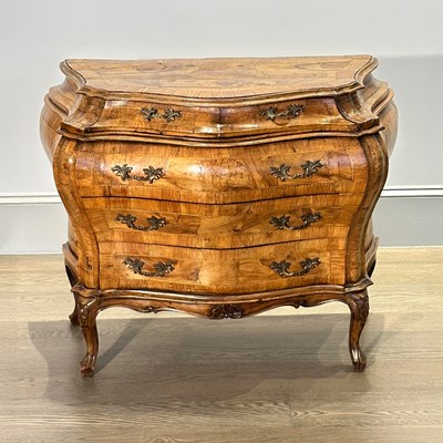 Lot 1149 - Continental Rococo Style Fruitwood Bombe Commode