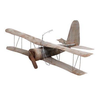 Lot 8 - Painted Tole and Wood Model Airplane