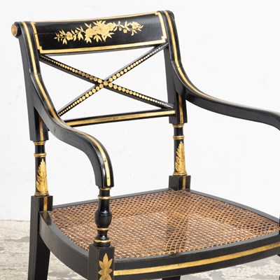 Lot 12 - Regency Style Black Painted Armchair