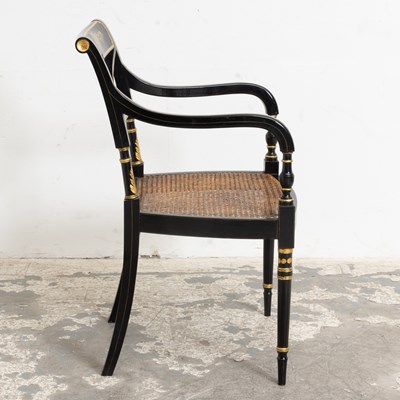 Lot 12 - Regency Style Black Painted Armchair