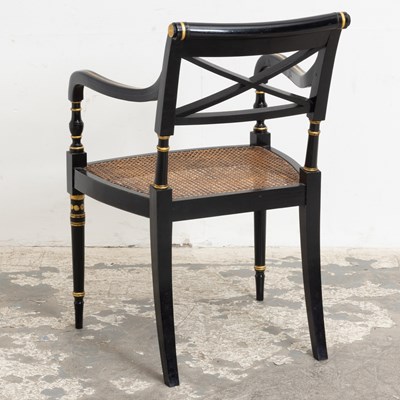 Lot 12 - Regency Style Black Painted Armchair