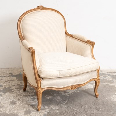 Lot 23 - Louis XV Style Striped Upholstered Bergere