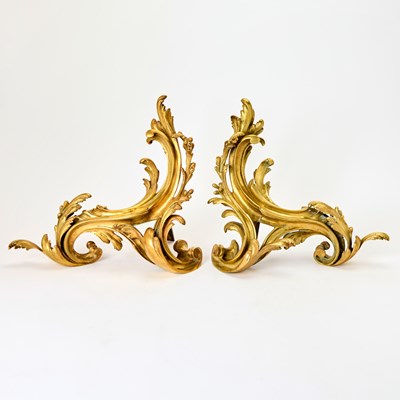 Lot 596 - Pair of Louis XV Style Gilt-Bronze Chenets