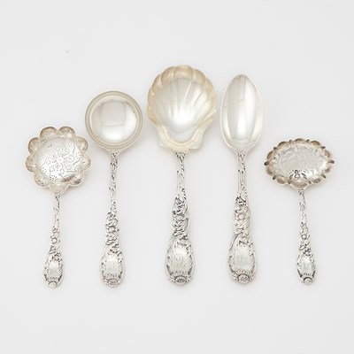 Lot 213 - Five Tiffany & Co. Sterling Silver "Chrysanthemum" Pattern Serving Pieces