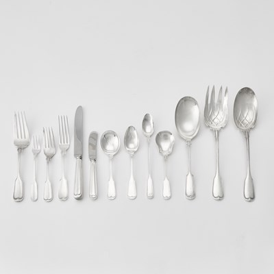 Lot 153 - Frank Smith Sterling Silver "Fiddle Thread" Pattern Flatware Service