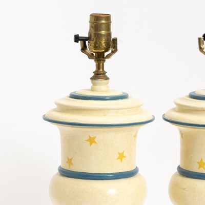 Lot 27 - Pair of Paint Decorated Urn-Form Lamps