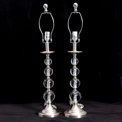 Lot 28 - Pair of Modern Acrylic and Chrome Table Lamps