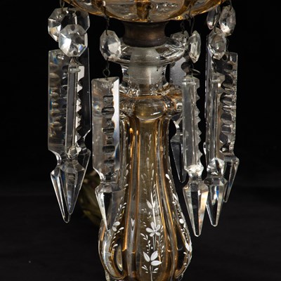 Lot 30 - Pair of Glass Luster Candlesticks