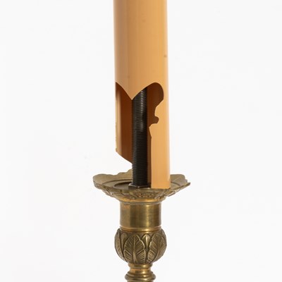 Lot 31 - Pair of George III Style Mahogany Brass Mounted Candlesticks