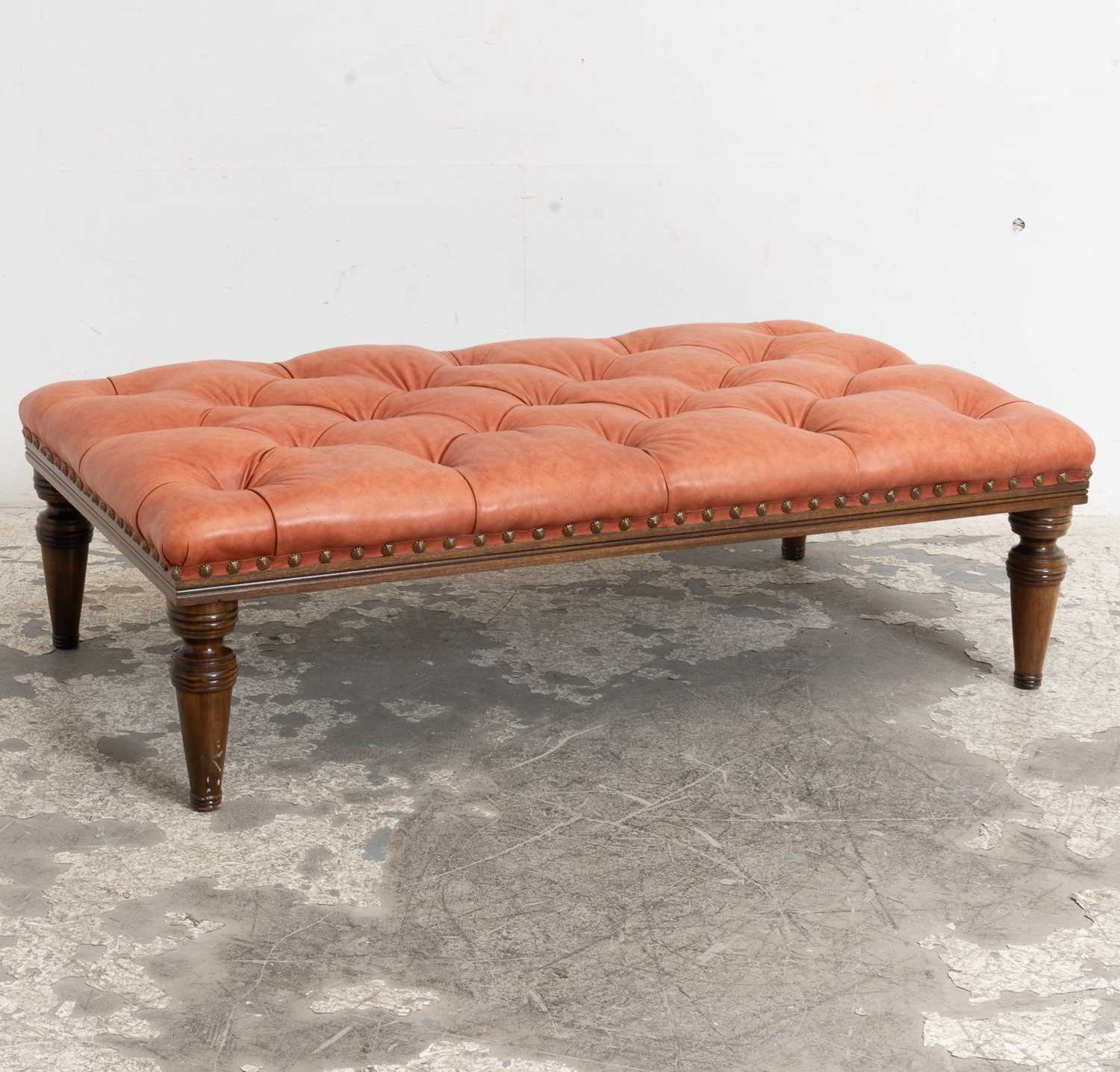 Lot 53 - Leather Upholstered Tufted Bench
