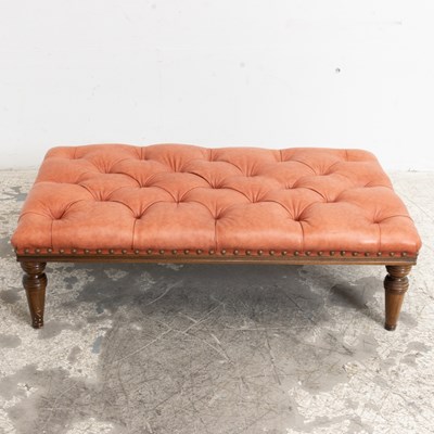 Lot 53 - Leather Upholstered Tufted Bench