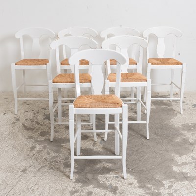 Lot 54 - Set of Seven White Painted Stools
