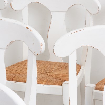 Lot 54 - Set of Seven White Painted Stools