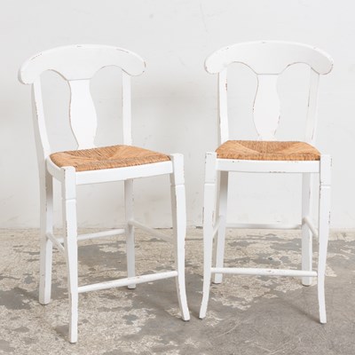 Lot 54 - Set of Seven White Painted Stools