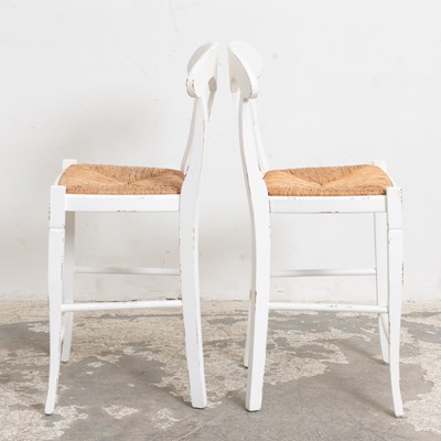 Lot 54 - Set of Seven White Painted Stools