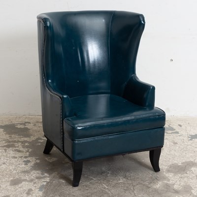 Lot 56 - Blue Leather Upholstered Armchair