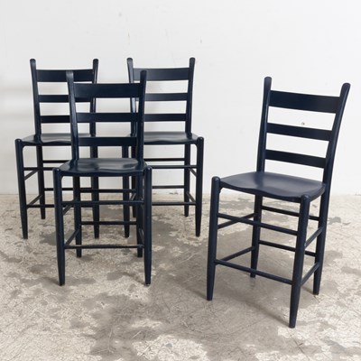 Lot 60 - Set of Four Blue Painted Stools