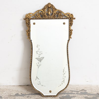Lot 62 - Carved Gilt Painted Etched Glass Mirror