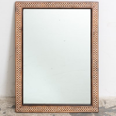 Lot 64 - Mahogany Checkered Bone Inlaid Framed Mirror
